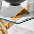 thumbnail image 3 of Heavenly Collection Gold Rectangular Tempered Glass Dining Table with Cross Metal Base for Dining Room or Kitchen, 3 of 9