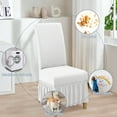 thumbnail image 5 of SUKAIKEQA Dining Room Chair Covers Set of 4, Stretch Parsons Slipcovers with Skirt Super Fit Spandex Chair Seat Protector Cover for Dining Room, Hotel, Ceremony,White, 5 of 6