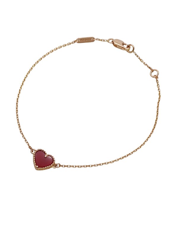 Pre-Owned Van Cleef & Arpels Sweet Alhambra Heart Bracelet for Women, 750PG Carnelian Pink Gold...