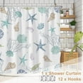 thumbnail image 6 of Nautical Coastal Shower Curtain, Coral Conch Starfish Seashell Bathroom Curtain, Ocean Theme Underwater Marine Shower Curtain Set with 12 Hooks for Bathroom 72" Wx72 L, 6 of 6