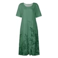 thumbnail image 4 of Edvintorg Dresses for Women Vintage Floral Printed Round Neck Short Sleeve Casual Summer Dress with Pocket Vacation Beach Dresses for Women, 4 of 5