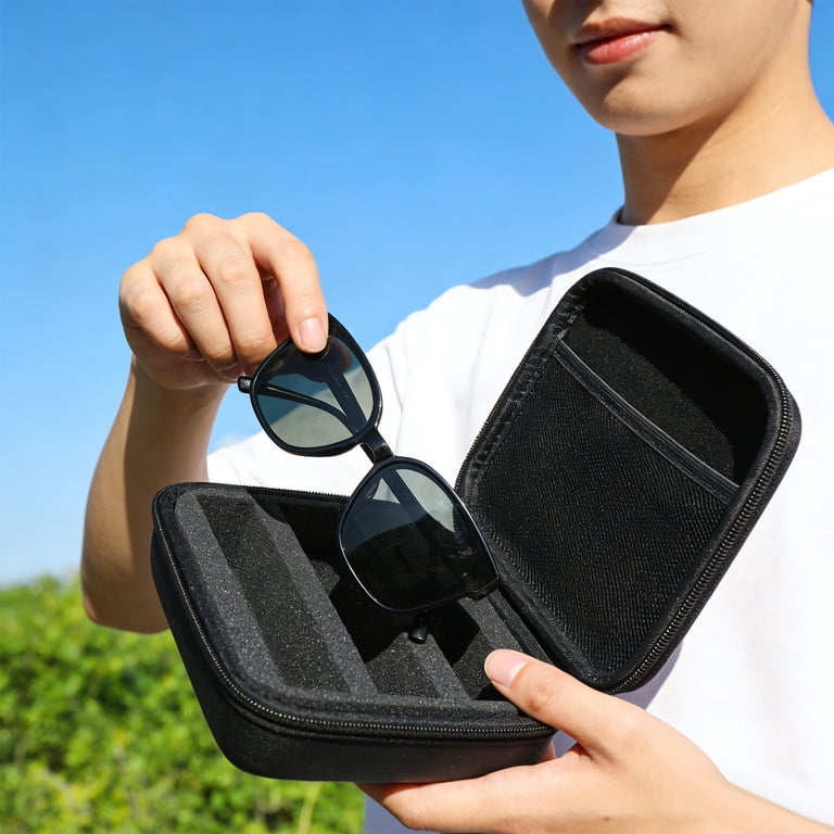 Eyeglasses Travel Carrying Case Sunglass Bag with Handle Shock