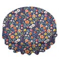 thumbnail image 2 of Pioneer Flower Floral Print Pattern Round Tablecloth 60"x60", Wrinkle Resistant Wipeable Table Cover for Kitchen Dining Room Picnic Patio and Party, 2 of 6