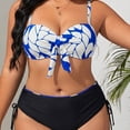 thumbnail image 4 of Women Plus Size Swimsuit Tummy Control, Printed Wrap Ruched Front Suspender Bathing Suit, Adjustable Side Strap Tankini, UPF 50 Quick Dry Beach Vacation Outfit, 4 of 9