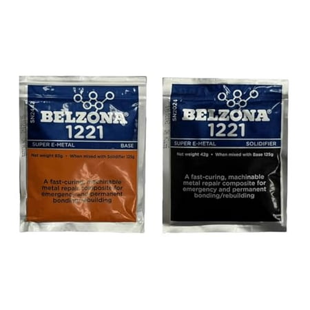 Belzona 1221 Super E-Metal 125g Kit Repair Composite Emergency Repair Fast Cure Metal Pipe Tank Silicone Steel Reinforced Polymer Epoxy Resin Two Part Component Base 83g Solidifier 42g