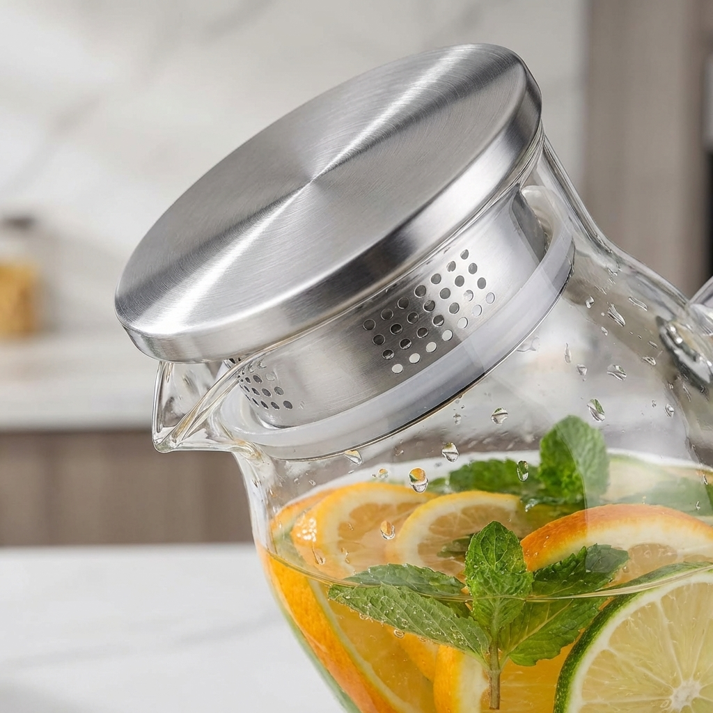 DARZU 2-Liter Glass Pitcher with Lid and Handle photo 2