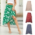 thumbnail image 5 of Faldas largas para mujer, falda maxi de verano con abertura, falda bohemia de cintura alta elástica, falda de línea A con volantes, falda de playa con vuelo, 5 of 5