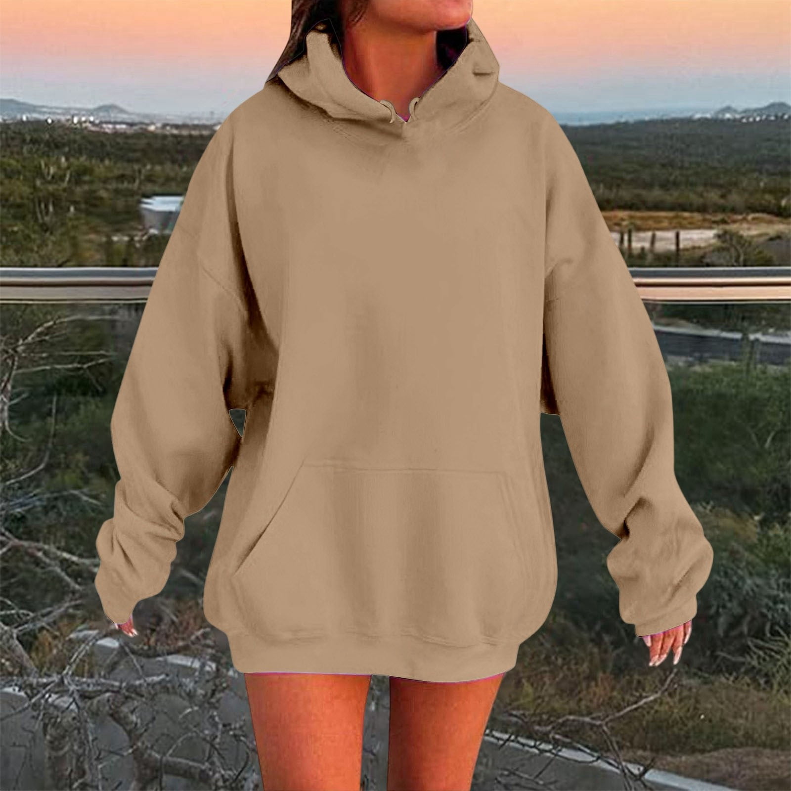 Sweat à Capuche Femme épaules Tombantes - 100% Polyester - Poches - Confortable, élégant - Pour Usage Quotidien