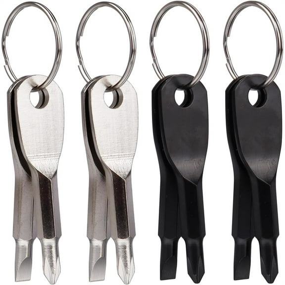 Mini Keychain Screwdriver,Flat Head Screwdriver & Small Phillips Head Screwdriver Set,Outdoor Repairing Tool,Portable Mini Screwdriver Kit,Cool Gadgets for Men Women Set of 4