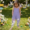 thumbnail image 7 of Girls Easter Bunny Print Romper Sleeveless Harem Jumpsuit Soft Stretchy Purple Kids,Size 4 T, 7 of 7