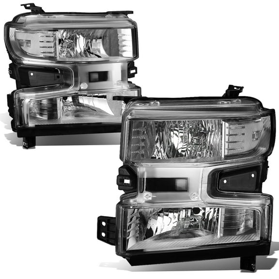 DNA Motoring For 19-24 Chevy Silverado 1500 OE Style Chrome Clear Corner Headlight Lamps pair