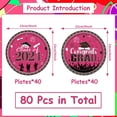 thumbnail image 2 of Graduation Party Supplies 2024, 80PCS Maroon Graduation Party Dinnerware Disposable Paper Plates Tableware Congrats Grad Party Plates Supplies Happy Graduation Decorations Class of 2024, 2 of 4