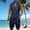 Blue, variant on Mens Linen Sets 2 Piece Outfits Lace up Sleeveless Shirt and Medieval Viking Pirate Shorts Set Vacation Outfit for Men Summer Beach Suits Big and Tall Size S-3XL White
