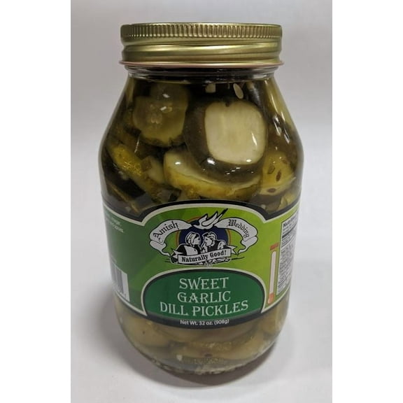 Amish Wedding Sweet Garlic Dill Pickles Ready to Eat USA Made 32 Oz