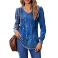 thumbnail image 4 of Fantaslook Long Sleeve Shirts for Women Fall Tops Dressy Casual Blouses Pleated V Neck Tunic Tops, 4 of 8