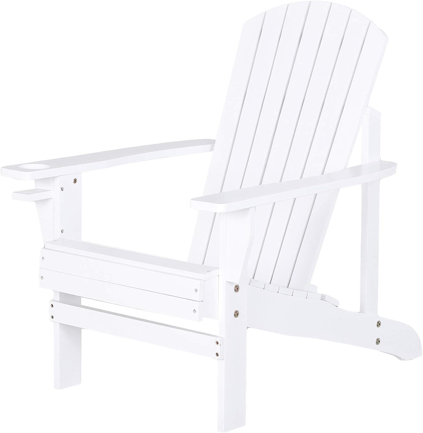 Outsunny Wooden Adirondack Chair Outdoor Patio Lawn Chair with Cup