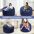thumbnail image 3 of AMERICAN CENTURY HOME 3 Ft Bean Bag Chair, Memory Foam Filled, Removable Velvet Cover, for Adults/Teens, Blue, 3 of 6