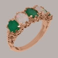 thumbnail image 2 of LBG British Made 18k Rose Gold Natural Emerald & Opal Womens Eternity Ring - 33 size options - Size 11.75, 2 of 8