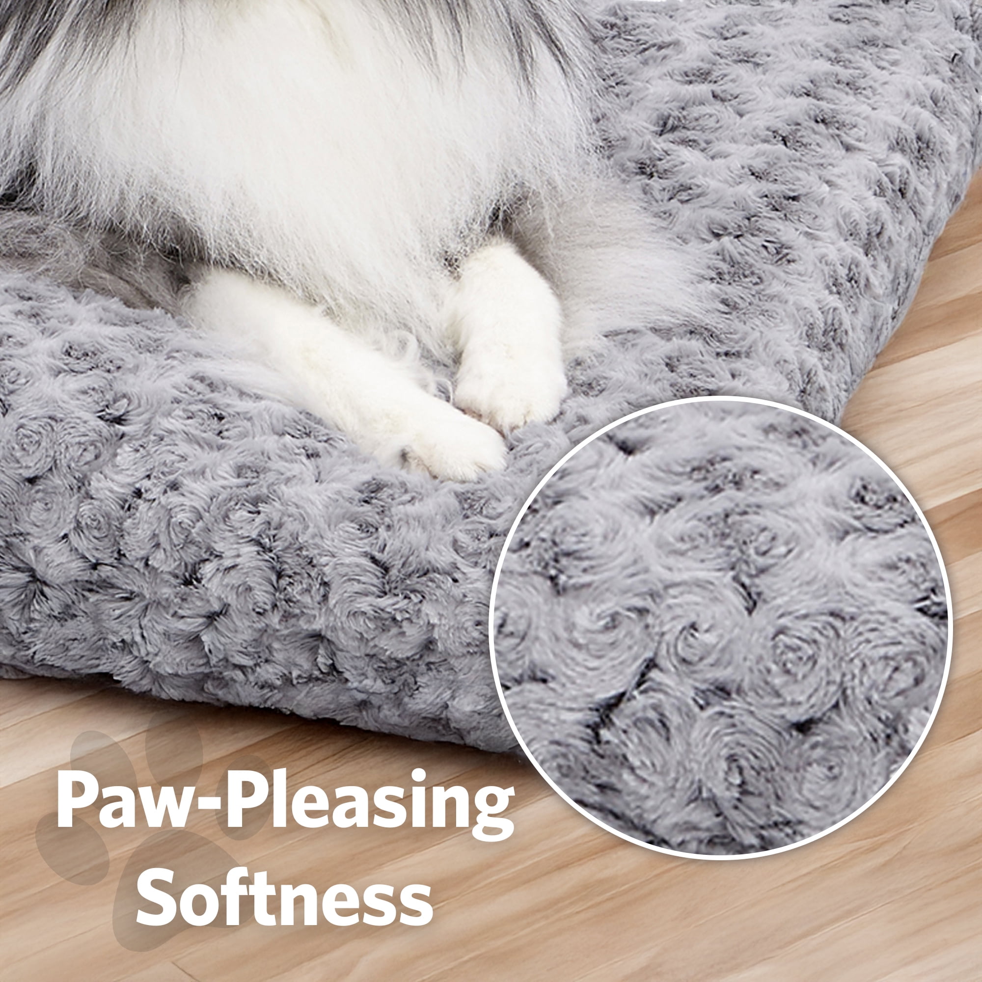 MidWest Quiet Time Dog Bed & Crate Mat, Deluxe Ombre Swirl, 30", Gray