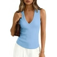thumbnail image 5 of PRETTYGARDEN V Neck Tank Tops for Women Summer Outfits Ribbed Knit Shirts Casual Basic Tees Sleeveless Camisole Vest, 5 of 10