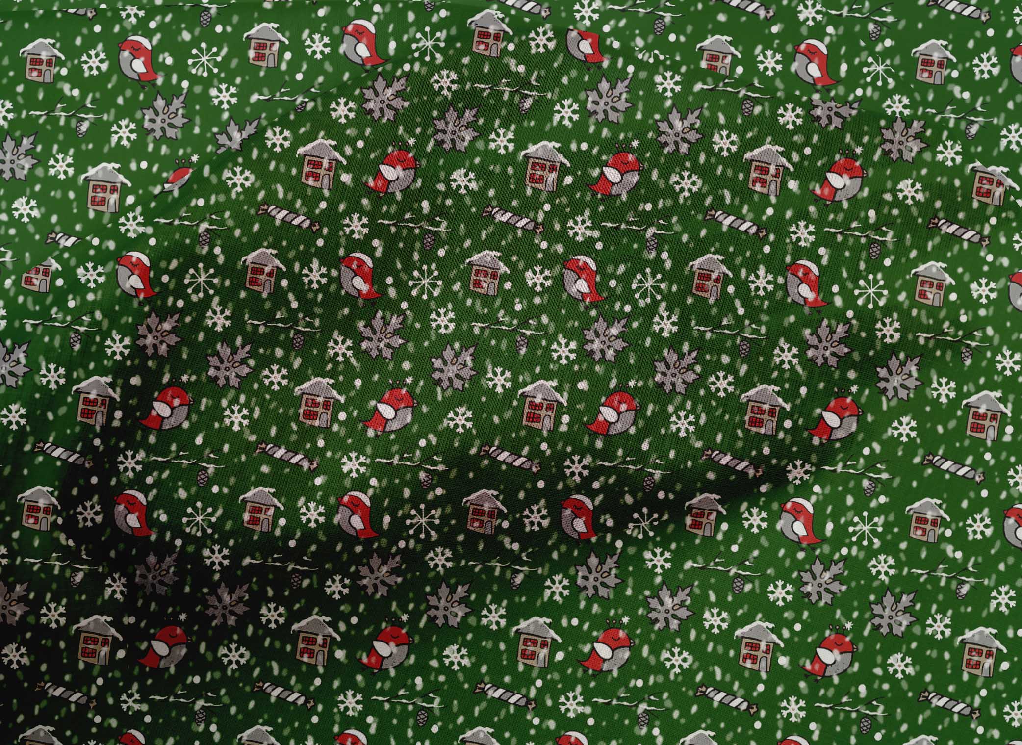 oneOone Cotton Poplin Green Fabric Christmas Sewing Craft Project Fabric Prints By Yard 56 -Inch Wide