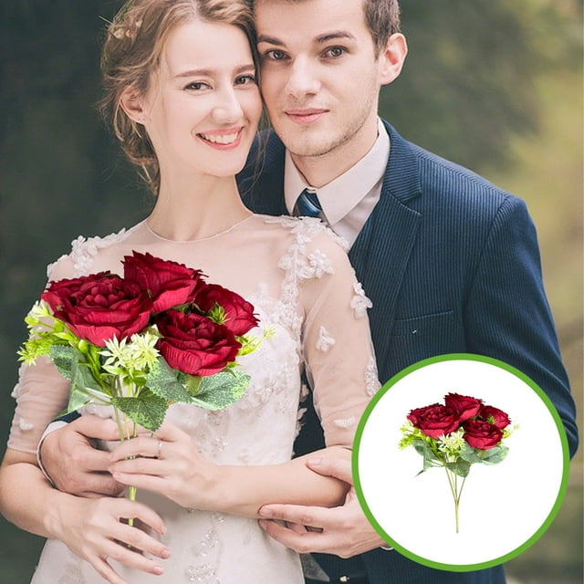 Artificial Flower Bouquet | Realistic Plastic Rose Simulation | Multicolor Decorative Arrangement for Home Office | Lifelike Leaves and Buds | 12.2in (31cm) Single Piece