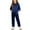 Navy, variant on Girls Satin Pajama Set Kids Silk 3/4 Sleeve Loungewear Sleepwear Nightwear Wide Leg Pant Pull on 2 Piece Teen Pjs Set 5-14Y