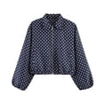 thumbnail image 2 of Vmvidoty Womens Polka Dot Cropped Jacket Zip Up 2026 Trendy Casual Fashion Jacket Coat with Pockets Navy XS, 2 of 6