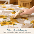 thumbnail image 5 of ComfiTime Vinyl Tablecloth - 60 Round Wipeable Plastic Table Cover, Flannel-Backed, Waterproof, Easy-Clean, Sunflower, 5 of 10