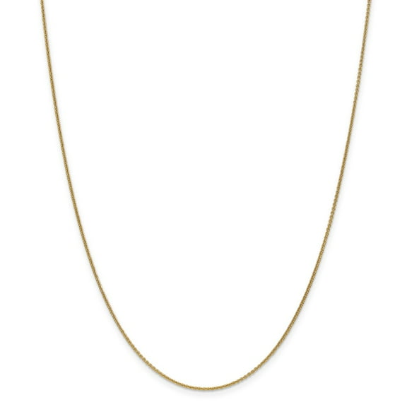 Real 14kt Yellow Gold 1mm Round Open Link Cable Chain; 14 inch; Lobster Clasp; for Adults and Teens; for Women and Men
