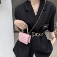 thumbnail image 4 of Bolso de hombro de color puro de PU con rejilla retro para mujer Mini monedero de perla informal (rosa) Likrtyny Para estrenar, 4 of 8
