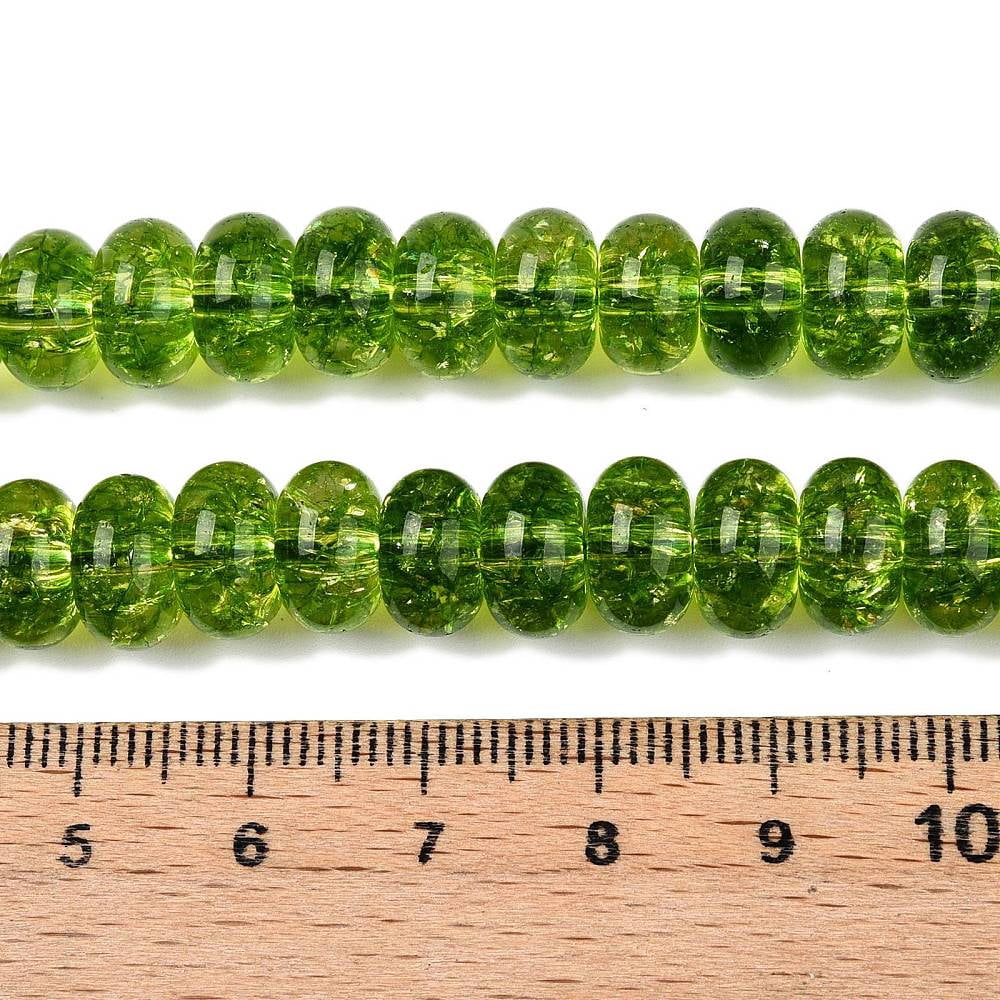 5 strand Baking Paint Transparent Glass Beads Strands Imitation Quartz Rondelle Olive Drab 10x6mm Hole: 1.2mm 65pcs/strand 14.96 inch(38cm)