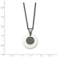 thumbnail image 2 of Stainless Steel Polished Circle White Ceramic Cubic Zirconia Necklace - 22 Inch - Measures 19.8mm Wide, 2 of 2