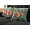 thumbnail image 2 of Ambesonne Retro Throw Pillow Cover 4 Pack, Nostalgic Bar Poster, 16", Green Red, 2 of 6