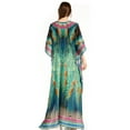 thumbnail image 2 of Sakkas Georgettina Flowy Rhinestone V Neck Long Caftan Dress / Cover Up - 17197-TealMulti - One Size, 2 of 5