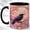 Black, variant on Blossom Raven Coffee Mug, Stained Glass Bird Mug, Ceramic 11 oz