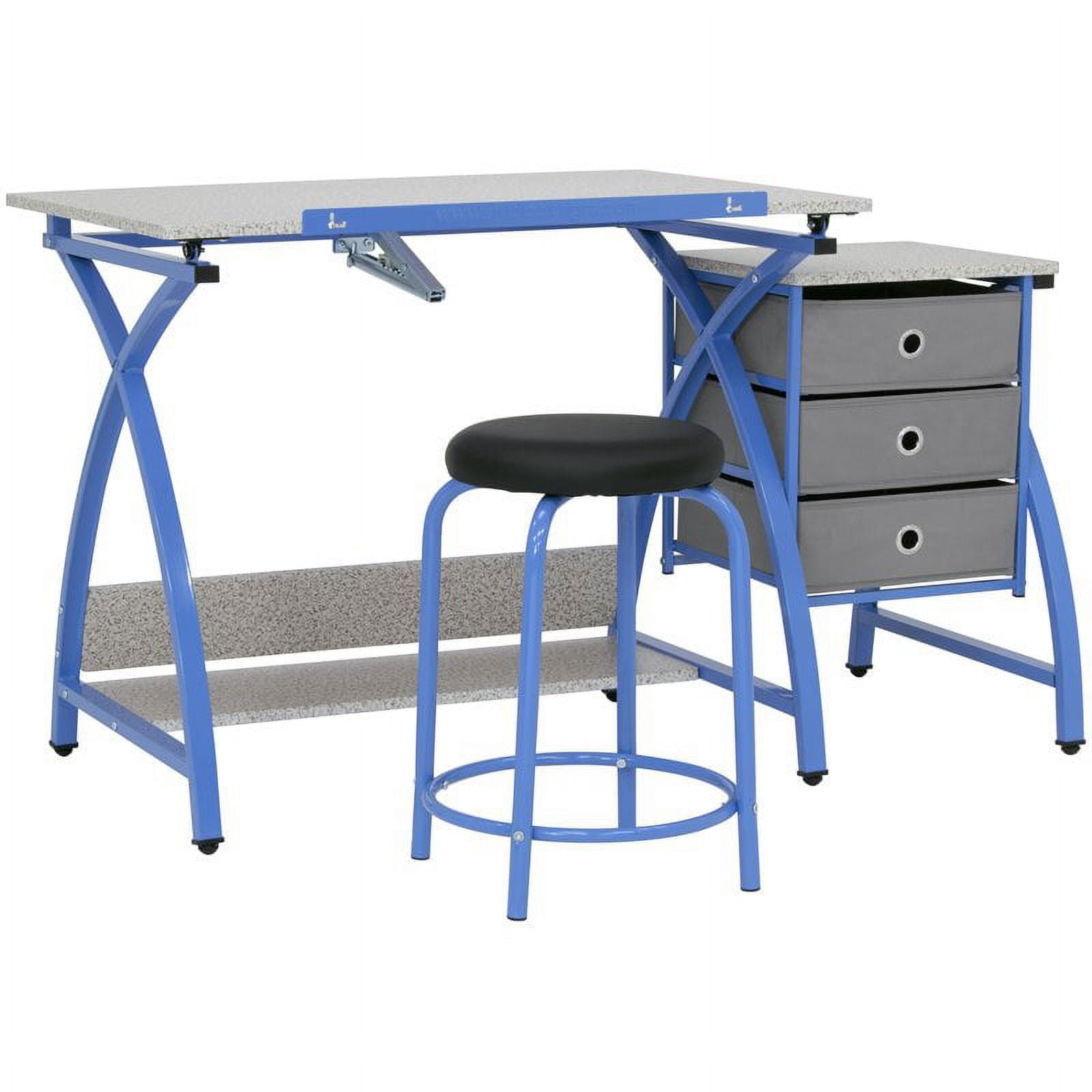 Studio Designs Comet Center Plus Drawing Table with Padded Stool 2 Piece Set (36" Wide Adjustable Top)