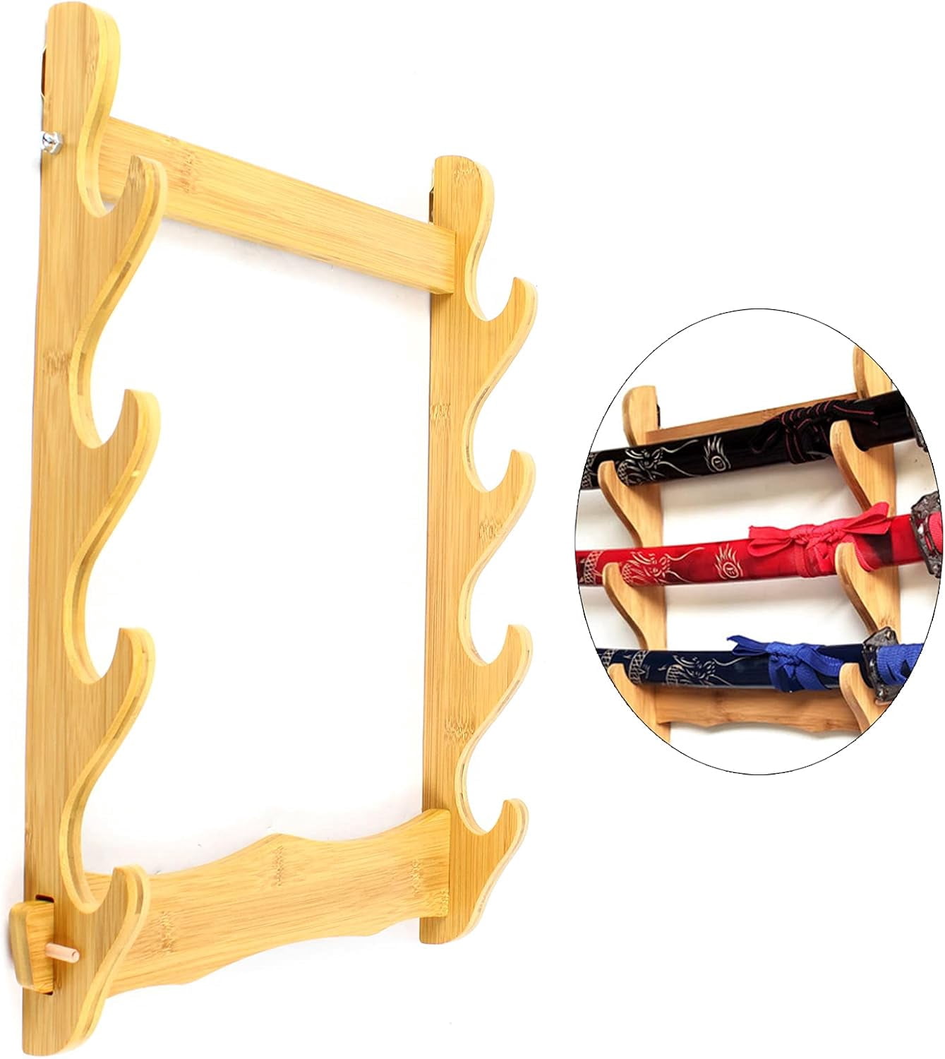 4 Wall Mount Wooden Gun Rack Natural Wood Finish Gun Storage Shelf Holder