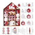 thumbnail image 2 of Yuarrent 70 unidades/Kit de colgante de Navidad de plástico para boda, hogar, Hotel, jardín, porche, decoraciones colgantes, bolas, adornos Kits de decoración para fiestas Rojo blanco Yuarrent HA065335-02, 2 of 6