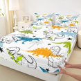 thumbnail image 4 of Homewish Funny Dinosaur Bed Sheets,Cute Wildlife Full Size Sheets,White,4 Pieces,1 Flat Sheet, 1 Fitted Sheet and 2 Pillowcases, 4 of 6