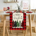 thumbnail image 2 of Winter Christmas Table Runner Watercolor Red and Black Buffalo Plaid Christmas Trees Merry Xmas Runner, Seasonal Winter Holiday Kitchen Dining Table Decoration for Indoor Outdoor Home Party 13 x 72, 2 of 6