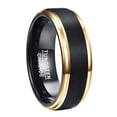 thumbnail image 1 of 1pc Stylish and Durable Tungsten Ring with Golden Edge and Black Matte Finish - Available in Sizes 7-15, 1 of 4