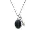 thumbnail image 2 of Delight Jewelry Silvertone Oval - Imitation Cat's Eye - Black - Silvertone Always My Mother Bar Charm Necklace, 23", 2 of 4