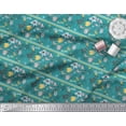 thumbnail image 3 of Soimoi Green polyester Crepe Fabric Stripe,Floral & Bird Artistic Fabric Prints by Yard 52 Inch Wide, 3 of 3