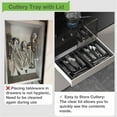 thumbnail image 3 of Silverware Container with Removable Lid, Countertop silverware holders Plastic Silverware Tray for Drawer, 5 Compartments Flatware Organizer (Grey), 3 of 6