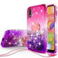 thumbnail image 2 of Moto G Stylus Case Ring Kickstand w/ Tempered Glass Screen Protector Liquid Quicksand Glitter Cute Bling Girls Women [Shock Proof]- Pink/Purple, 2 of 5