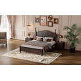 thumbnail image 3 of Euroco 3-Pieces Bedroom Set, Solid Wood Full Size Platform Bed with 2 Nightstand for Adults, Walnut, 3 of 13