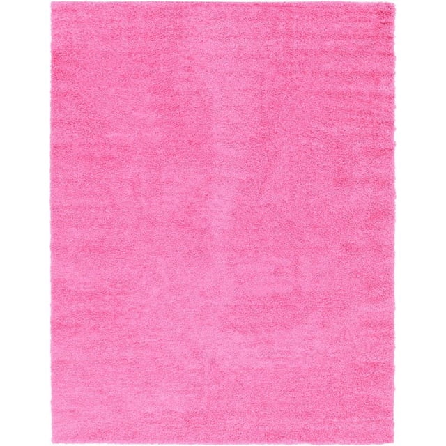 Unique Loom Solid Shag Modern Plush Area Rug 10' x 13' Rectangle Bubblegum Pink