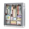 thumbnail image 5 of ZOUYUE Portable Closet, 67-Inch Portable Wardrobe with 3 Hanging Rods and 6 Storage Shelves, Non-Woven Fabric, Stable and Easy Assembly Grey Portable Closets for Hanging Clothes with Side Pockets, 5 of 7