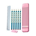 thumbnail image 1 of Back to School Decor Stationery Kit Includes 5 X Pencils Eraser Ruler Compact ABS Pen For Case Closure For Students Kids Pencil Eraser Set For Kids Pencil Eraser Set Gift, 1 of 9